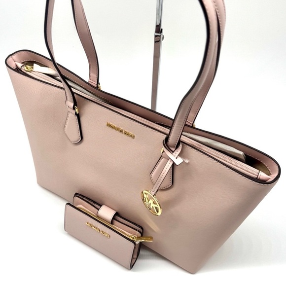 Michael Kors Sheila Large Logo Tote Bag & Matching Bifold Wallet Powder Blush - Picture 10 of 14